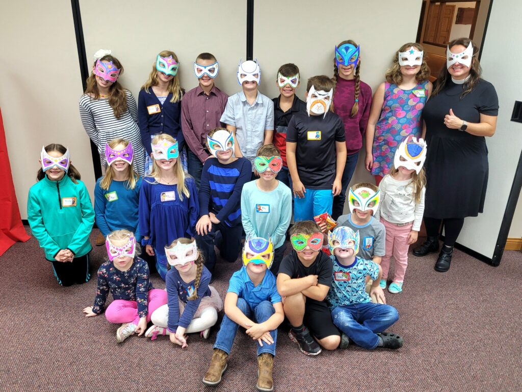 Sunday School Students with superhero masks on